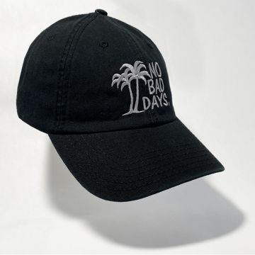 No Bad Days Garment Washed Superior Combed Cotton Twill Six Panel Cap - Black